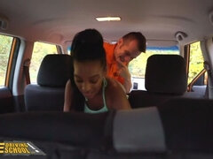 Fake Driving School Ebony Brit Asia Rae Gets Stuck and Fucked
