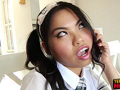 youthfull chinese Cindy Starfall facialized after without mercy plow