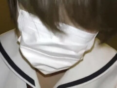 18yo slim student Ikuko play on school uniform