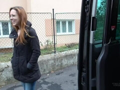 Almost blind redhead agree with help from stranger who fuck her in car
