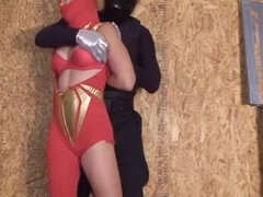 Superheroine humiliated and degraded in kinky cosplay scene