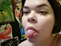 Sexy girl sucks her dildo and fucks herself