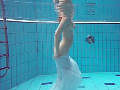 Swimming session in the pool of a naked sexy Russian girl