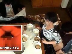 Japanese stepmom pounds son-in-law under table