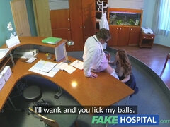 Big-titted newbie sucks and fucks for job at fakehospital!