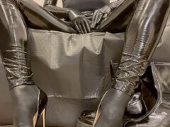 Sensual ASMR: Touching and rubbing shiny PVC and spandex heels and boots with arousing sounds
