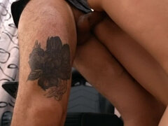 Seducing tattooed Russian Belleniko showing her deep throat love