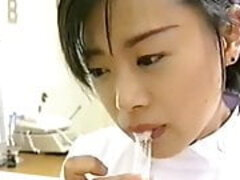 Asiatisch, Viele männer bespritzen eine frau, Sperma im mund, Japanische massage