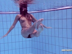 Unshaved and surprised underwater teen Gurchenko
