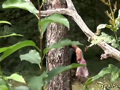 Big boobed stepmother enjoys sex in nature