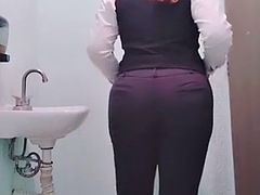 Sexy Mexican MILF secretary with a big ass takes off her uniform in the office and shows her beautiful and sensual ass