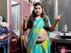 Mehara looks stunning in her green saree as she strips and shows off her big natural tits and ass!