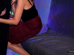 Christmas Lovemaking in Stockings Dress and High Heels