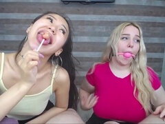 Sucking dick, two girls sucking, deep-throating
