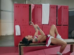 Exotic cheerleader seduced by perverted coach in the locker room