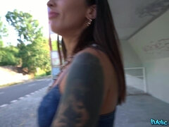 Spanish inked amateur babe Medusa gets drilled hard on the street