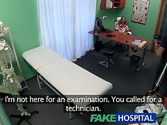 Alexis Crystal gets paid with a deepthroat BJ for her work in the fakehospital