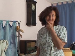 Sewing granny swallows customer's penis