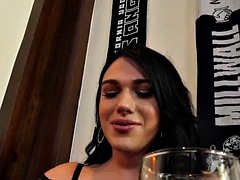 TRANSFIXED - Gorgeous curvy trans Aspen Brooks gets her ass pounded by a man she met in a bar