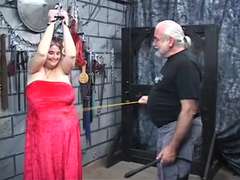Strong caked thick Restrain Bondage & Discipline ebony-haired gets caned and furthermore caned by master