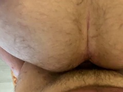 Bareback cum fucking in hotel with tattooed daddy and fucking cup