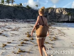 Sex on the beach - Big Ass Young Blonde blowjob and fucking