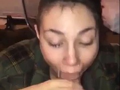 Spitting whore loves to have cock in her dirty mouth