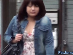 Insatiable, Asian schoolgirl was caught on gauze while she was urinating in a local park