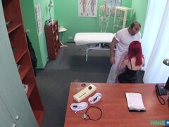 Cute Redhead Rides Doctor for Cash