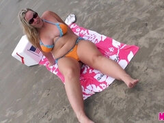 Naughty Beach Fun with big ass BBW blonde with big naturals Siren XXX outdoors