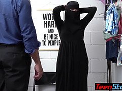 Busty teen thief Delilah Day in hijab punish fucked by a perv LP officer