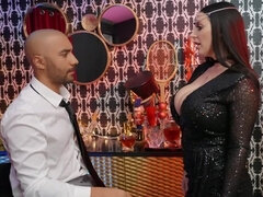 Desperate man summons succubus with big juicy tits and fucks her