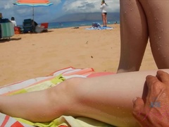 Amateur, Plage, Éjaculation interne, Exhib, Petite amie, Orgasme, Pov, Public
