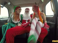 Fake Taxi Santa Claus in a Hardcore Rough Anal Sex Threesome Xmas Special