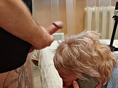 For ignoring my cock I cum in my stepmothers hair