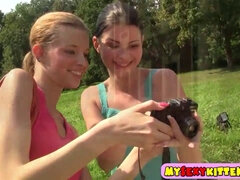 Angel Hott and her sexy kitten friends get freaky in the great outdoors