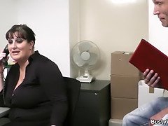 Office sex with busty women at work