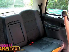 Tattooed emo chicks in fake taxi get off on pussy licking and fingering in the open