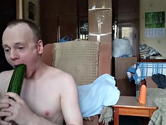 LanaTuls - Master-slave Skype session. Sex with food. Cucumber, carrot, chastity 08. 01. 2022
