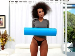 Sensual ebony model Ava Sanchez fucks with a big white penis