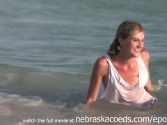 Lil' Thin Blond From St Pete Florida Illegally Bare On The Beach