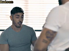 Tattooed taboo muscle bottom stud fucked by stepbrother