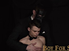 Hung master fucks young naked slave without a condom