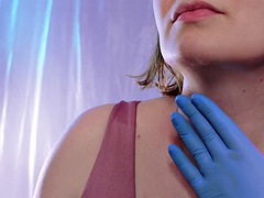 ASMR: medical nitrile gloves, touching face, relaxing sounds, free video SFW Arya Grander