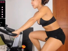 Sporty chick Homemade fitness training webcam
