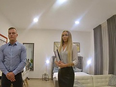 HUNT4K. Cash and pushy customer motivate Cuck to sell his girlfriends pussy