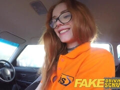 British teen Ella Hughes gets her hairy muff filled with creampie after driving