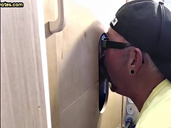 Gay daddy at gloryhole amateur suck and jerk dick