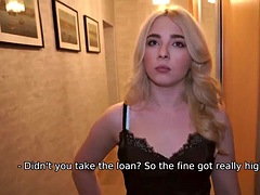 Debt4k. Blonde Maria Uragan took out a furniture loan and now wants to fuck