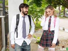 Stor pik, Pik sutte, Hundestilling, Naturlige bryster, Skolepige, Mager, Lærer, Teenager